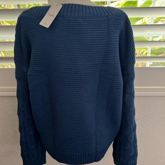 Simplee - pretty blue acrylic sweater NWT sz L - Picture 6 of 8